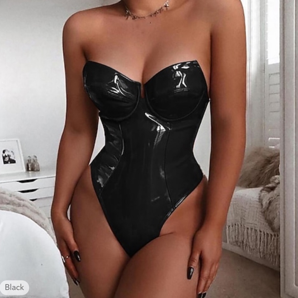 Black PU Bodysuit - Picture 3 of 6
